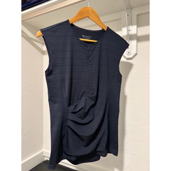 NWOT Athleta Pacifica 1/2 Zip Navy Blue Sleeveless Rash Guard Sz S - Picture 4 of 6